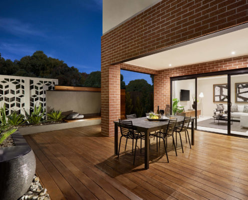 Alfresco dining area at a modern home.