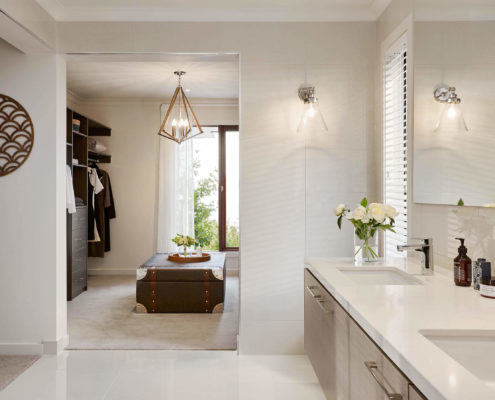 modern bathroom and walk in wardrobe