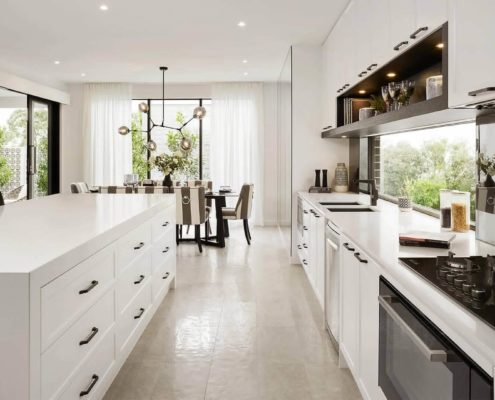 open kitchen with views outside