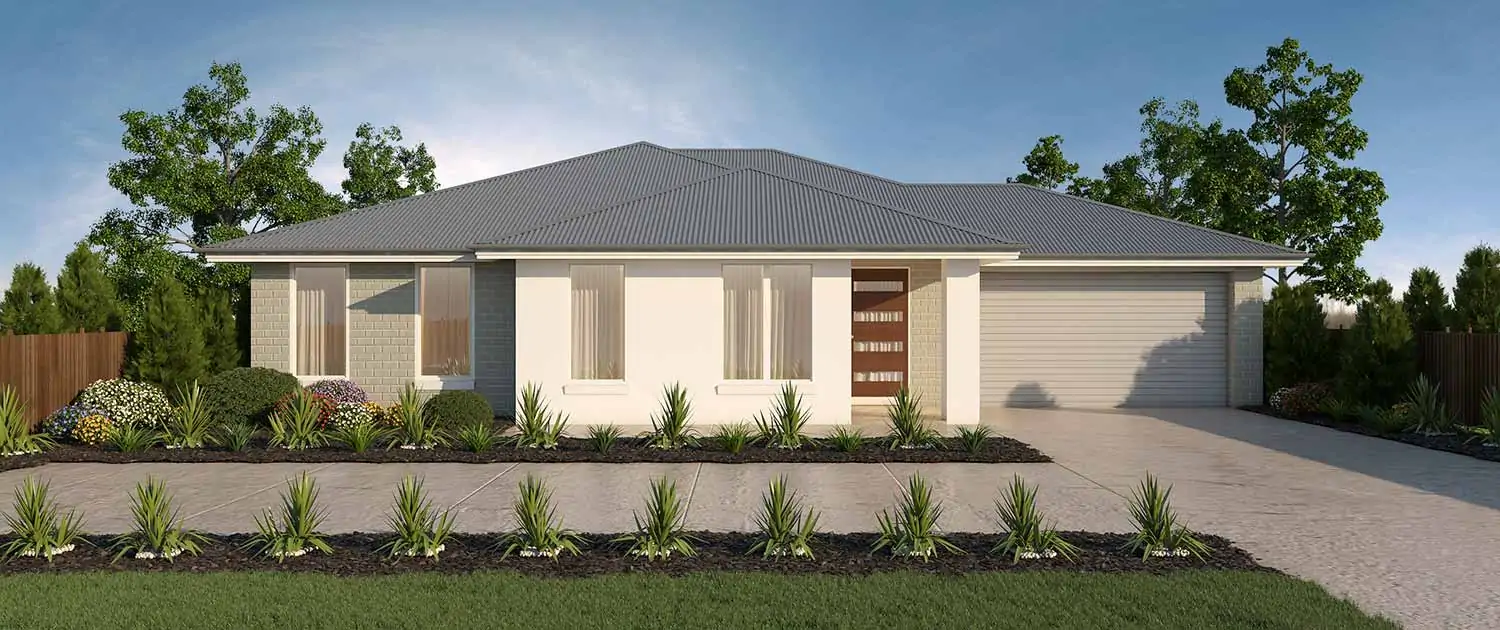 Modern one storey home with grey roof