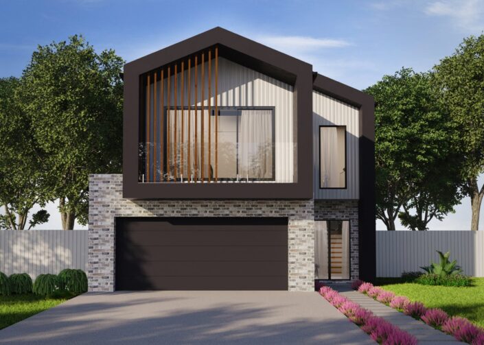 Modern double storey home facade.