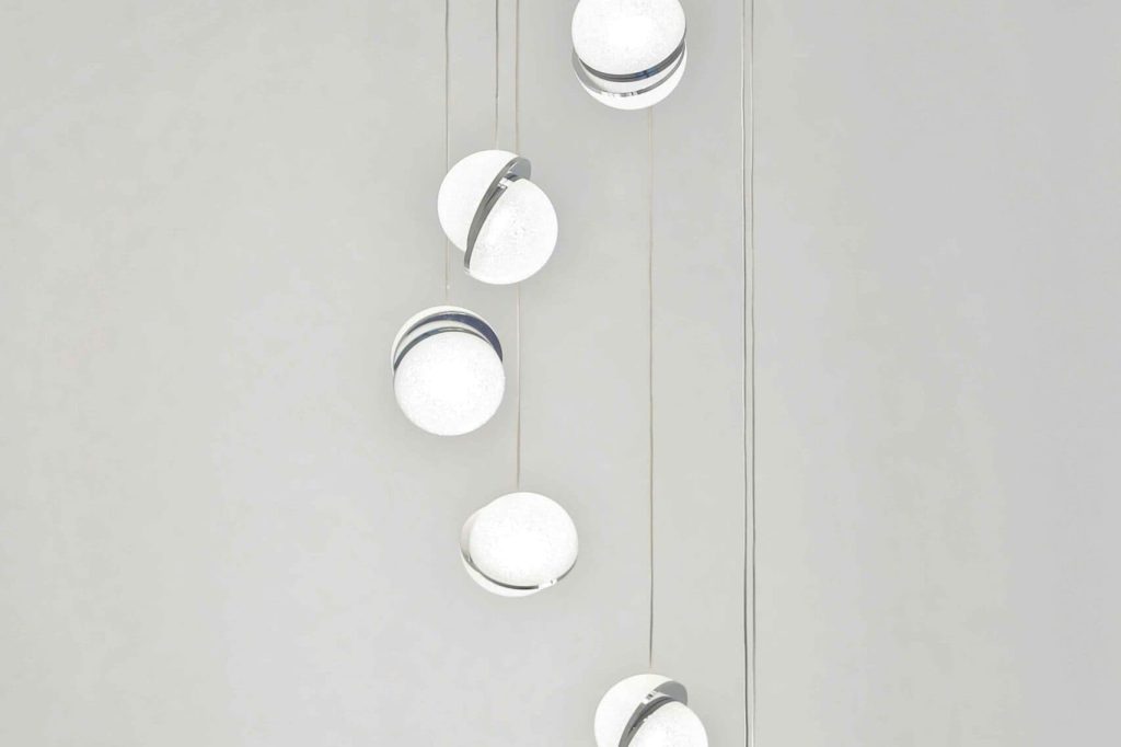 Cascading sphere pendant light feature in a Sunnybank custom home